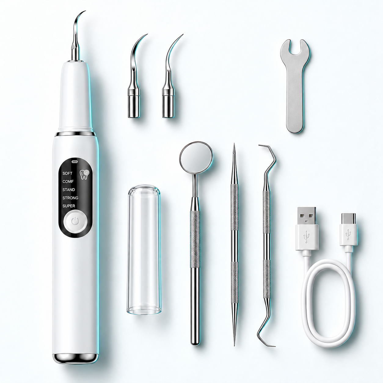 Complete electric oral cleaning kit and accessories